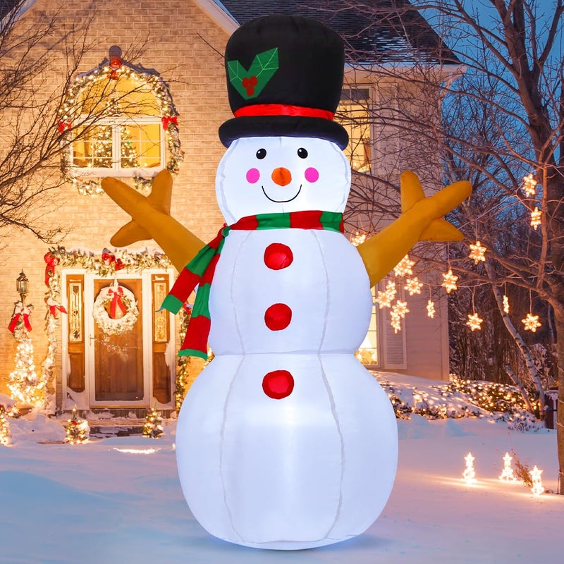GOOSH 5 FT Christmas Snowman Inflatable Decoration Blow Up Snowman Outdoor Christmas Yard Decoration with Branch Hand Blow Up Holiday Indoor Outdoor Party Garden Yard Decoration - Image 1
